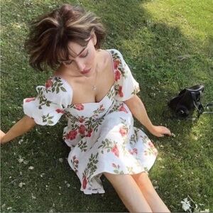 Reformation White Floral Midi Dress